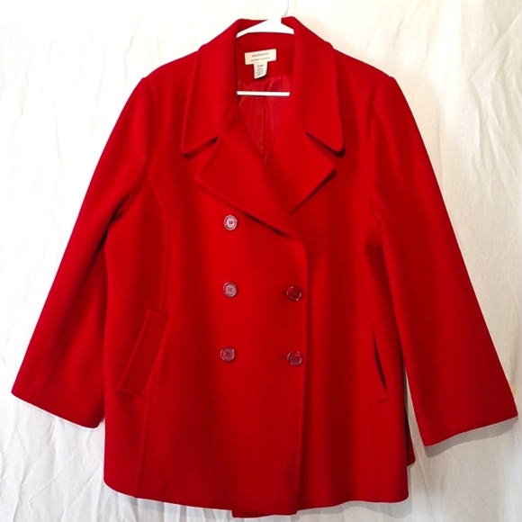 Westbound Jackets & Blazers - Wool Pea Coat, Vintage, Deep Red, sz 2x Petite, NWOT